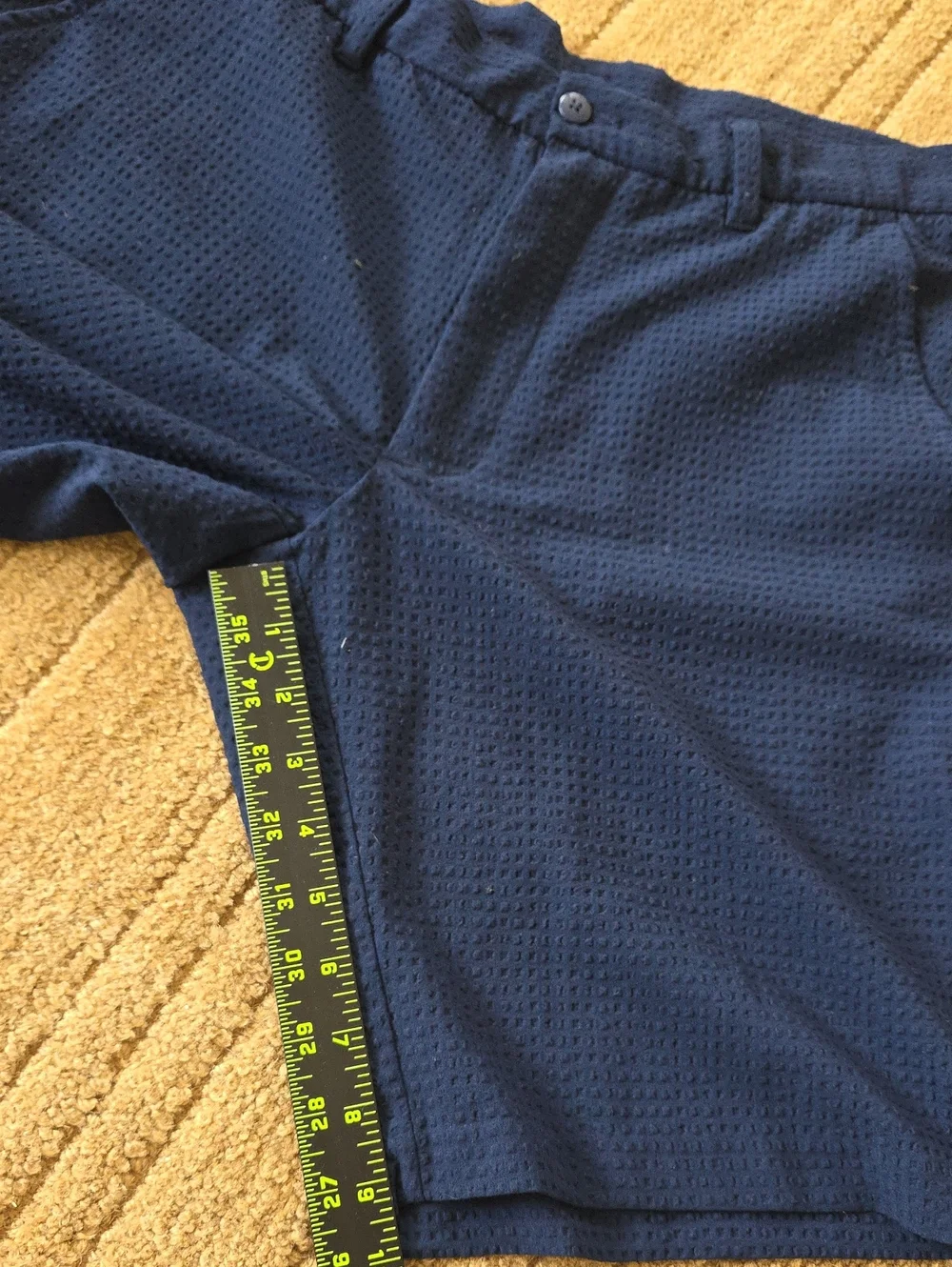 Footjoy Men's Navy Textured Seersucker Lightweight Size 35 Casual Shorts